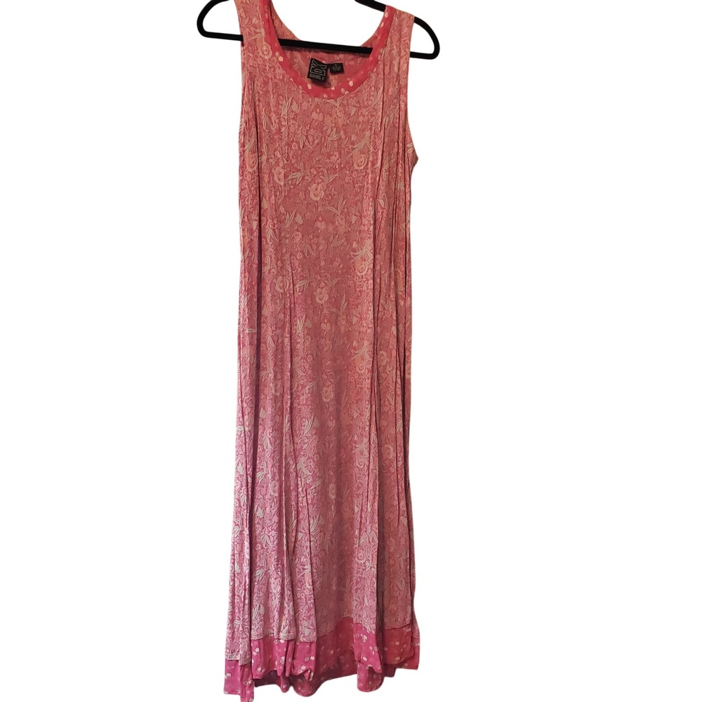 Daniel K Womens Floral Sleeveless Maxi Dress XL Pink Patterned Rayon